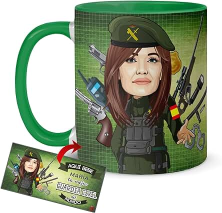 Kembilove Tazas Desayuno con Caricaturas Personalizadas y Nombre – Tazas de Café Personalizadas Aquí bebe la Mejor Guardia Civil del Mundo – Regalos Originales Profesiones