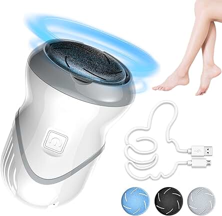 Keyck Lima Eléctrica Pies Eléctrico Pedicura Lima Profesional Recargable Eliminar Durezas y Callos Cuidado Pies Herramientas con 3 Discos Abrasivos 2 Velocidades Regalo Dia de la Madre
