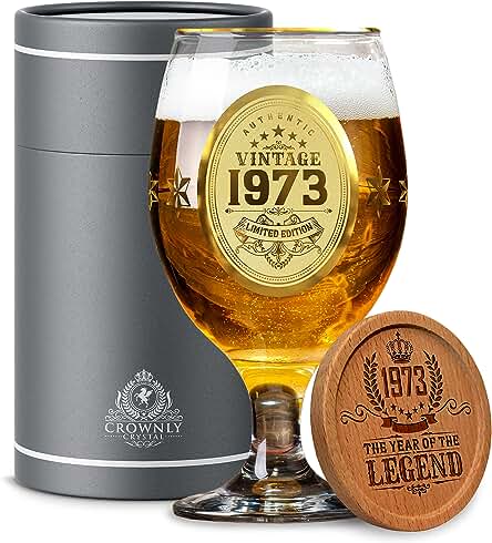 Kies®GIFT 1973 Vaso De Cerveza Para Mujer Feliz Cumpleaños Taza Personalizada Ideas De Regalos Originales Para Hombres 50 Años Decoración Papá Agua