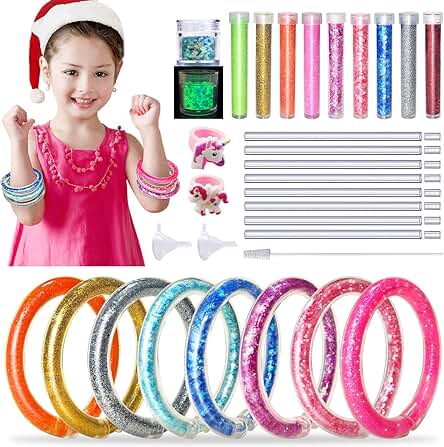 Kit Para Hacer Pulseras Niñas Regalo Niña 5 6 7 8 9 10 11 12 Años, Kit Pulseras para Hacer Niña Juguetes Pulseras Niña Kit de Pulseras Regalo Año Nuevo Cumpleaños Navidad para Niñas de 5-12 Años