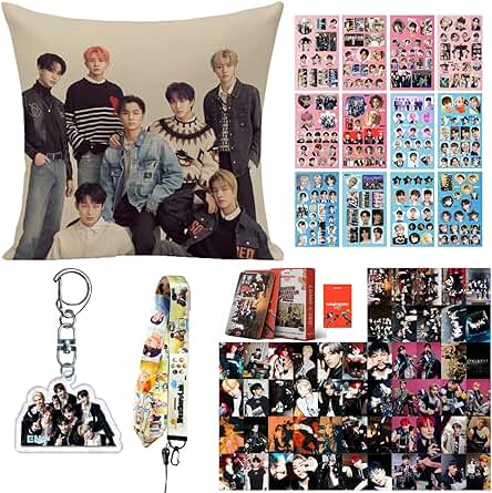 KPOP ENHYPEN Merchandise Gifts Set,ENHYPEN Regalos,ENHYPEN Merch,ENHYPEN Album Fan Set,ENHYPEN Funda de Almohada,Pegatinas,Llavero,Cordón