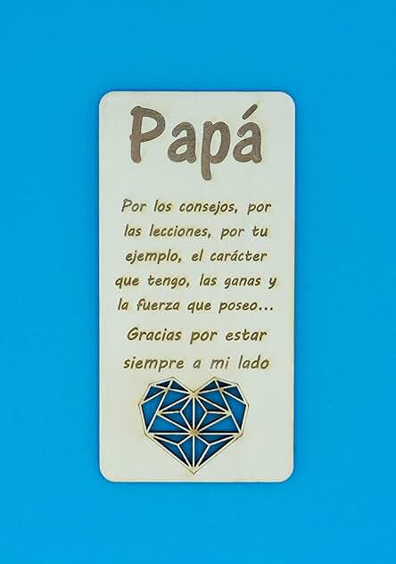 LA BELLA SEGUETA Tarjeta Felicitación Papá Madera. Día del Padre, Cumpleaños. Tu Padre se Merece un Detalle