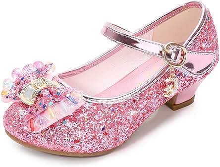 Lazzon Niños Princesa Zapatos de Tacón Bailarina Zapatos de Baile con Lentejuelas Cosplay Fiesta Carnaval Navidad