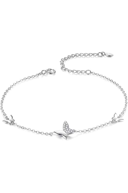 LDUDU Pulsera para Mujer LDUDU Plata de Ley 925 Chapado en Or Blanco Pulsera para Niña Regalo Insecto de Moda Mariposa/Abeja