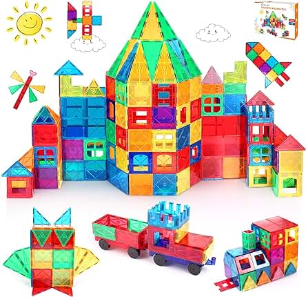 LeagoEra Bloques de Construcción Magnéticos 110 Piezas, Bloques Construccion Niños, 3D Juegos Magneticos para Niños y Niñas 3 4 5 6 7 Años