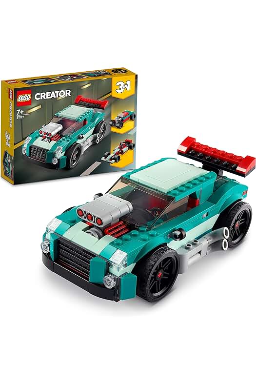 LEGO LEGO 31127 Creator Deportivo Callejero, Juguete 3en1, Coche de Carreras o Descapotable, Detalle de Cumpleaños para el Colegio, Regalo Niños de 7 Años