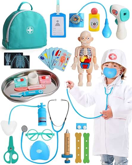 Lehoo Castle Maletin Medicos Juguete, Doctora Juguetes, Maletín Medico Juego de rol, Juegos de Médicos Regalos para Niños y Niñas, Niños A Partir de 3 Años