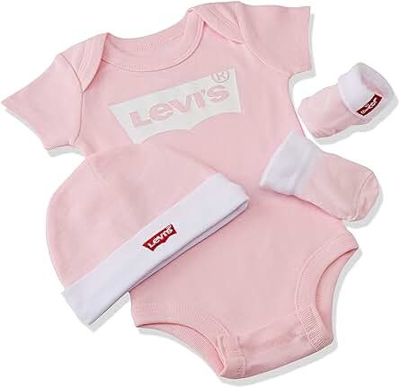 Levi's Classic Batwing Infant hat Bodysuit Bootie set 3pc Bebé-Niños