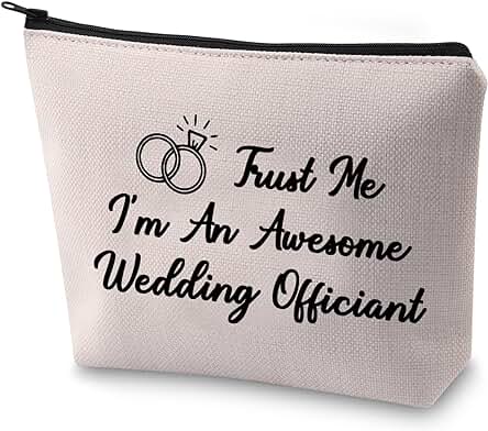 LEVLO Regalo de Oficial de boda Confía en mí soy un Impresionante Oficiante de boda Bolsa de Maquillaje Regalo de boda para Oficiante, Soy un Impresionante Oficial de boda