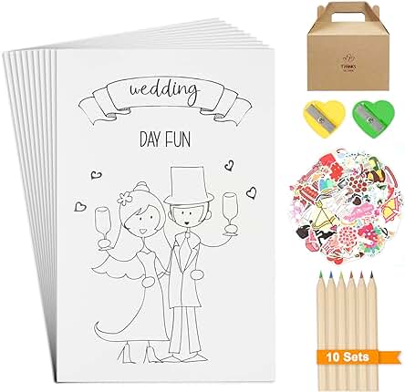 Libro Para Colorear Para Bodas, Juego De 10 Unidades Libro De Dibujo Boda Para Niños, Libro Para Colorear De Boda Para Niños, Regalo Para Invitados De Boda, Actividad Para Bodas