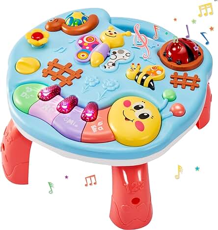 LINFUN KIDS Mesa de Actividades Bebe Juguetes Musicales Mesa de Aprendizaje Educativos Regalos para Bebe Niñas Niños 18 Meses 1 2 Años