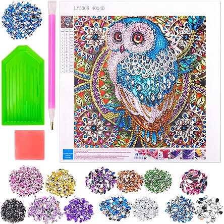 Little Guy Regalos para Niñas de 9 10 11 Años, Pintura de Diamante 5d por Números para Niños Adultos de 7 8 9 10 11 12 13 Años Kit de Artes Búho Dibujos con Diamantes de para Niñas y Mujeres Regalo