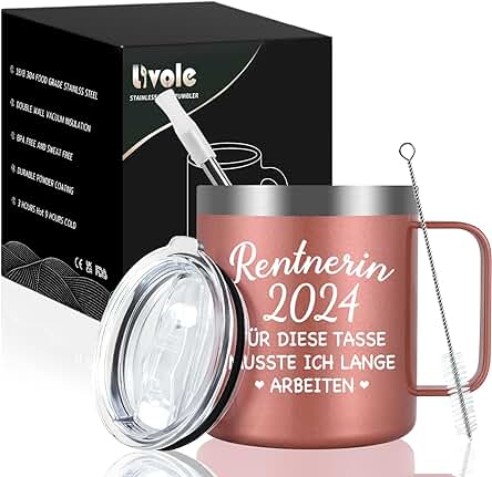 Livole Regalo para Mujer de Jubilación, Jubilación, Regalo de Jubilación, Regalo de Despedida, Colega, Jubilación, taza de Jubilación 2024, taza de Café de 350 ml, taza de Café Jubilada 2024 para esta