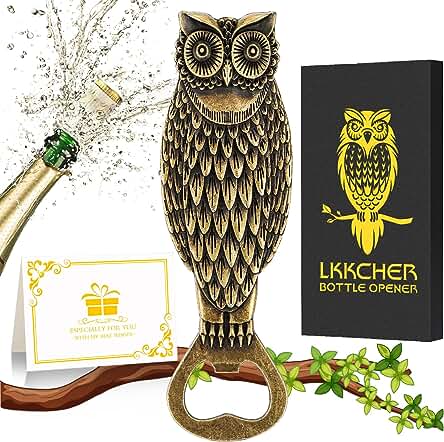 LKKCHER Abrebotellas de Cerveza Búho, Regalos Personalizados para Mujer Hombre, Regalos para Hombre Mujer Cumpleaños, Regalos Originales para el Padre Novio Abuelo Marido, Regalos San Valentin