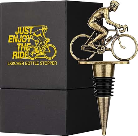 LKKCHER Tapón Botella Vino de Bicicletas, Accesorios Vino, Regalos Hombre Cumpleaños, Regalos San Valentin Novio Marido, Regalo Dia del Padre Ideas Regalo Originales, Regalos para Amantes Ciclismo