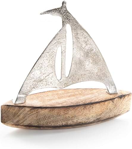 Logbuch-Verlag Figura Velero Decoración de Metal Plateado con Base de Madera de Mango 17 cm - Decoración Barcos Marineros, Decoración Náutica y Marinera Logbuch-Verlag Figura Velero Decoración de Metal Plateado con Base de Madera de Mango 17 cm - Decoración Barcos Marineros, Decoración Náutica y Marinera