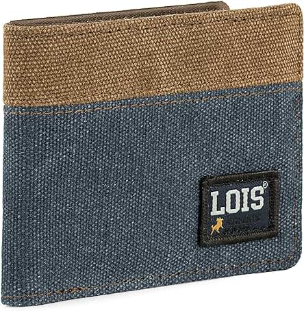 Lois Carteras para Hombre Joven - Cartera Hombre Pequeña con Monedero - Cartera Chico Joven.Carteras Billeteras para Hombre - Cartera Tarjetero Hombre Protección RFID 203701, Azul