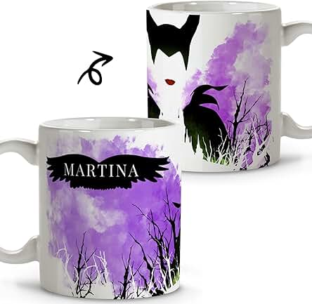 LolaPix Malefica Disney. Taza Personalizada con Nombre. Tazas Disney. Taza Ceámica. 330 ml. Varios Diseños y Colores de Interior. Regalos Originales. MALEFICA