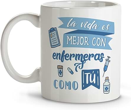 LolaPix Taza Enfermera. Tazas para Enfermeras. Tazas Desayuno Originales. Taza Cerámica 330 ml. Regalos con Frases. Tazas Personalizadas.