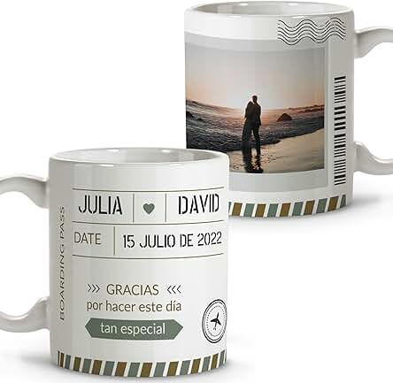 LolaPix Taza Personalizada. Regalo Testigo Boda. Regalos Invitados Boda. Regalo Boda. Taza Cerámica. Varios Diseños. Boda Especial