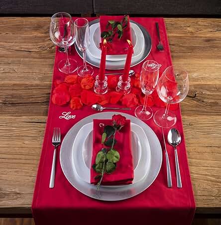 LOVERSpack Romantic Pack Hathor Rojo/Plata - con Este Pack Romántico Podrás Decorar tu Mesa y Sorprender a tu Pareja con una Cena Romántica en casa o en un Hotel. ¡Regala Momentos Especiales!