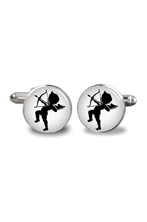 Lujidan Gemelos de arco y Flecha con arco Gemelos de arco y arco Redondo de Cristal Brazalete de Plata Romano Arquero Brazalete Regalo
