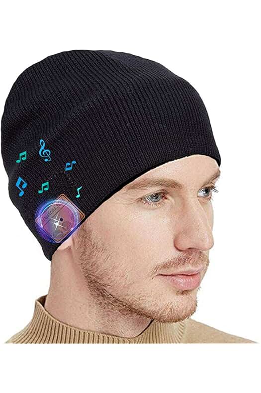 Lukasa Lukasa Gorro Bluetooth Beanie Altavoces, Gorro Bluetooth 5.0 Auriculares Senza Fili Inalámbrico Gorro Música Invierno para Hombre Mujer (Negro Oscuro)