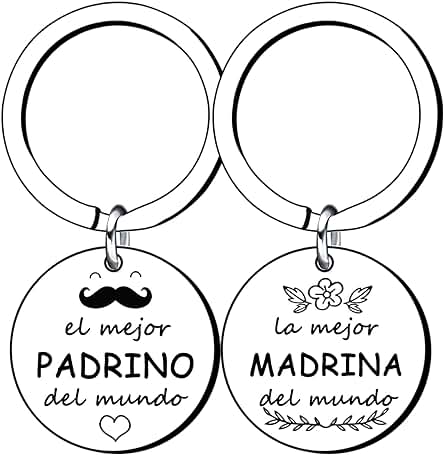 Lumengqi 2ps Regalo Padrinos Llavero Padrino y Madrina Llavero Bautizo Regalo Llavero del Padrino Madrina Idea Regalo día de Pascua Bautismo Mejor Padrino Madrina Regalo Navidad