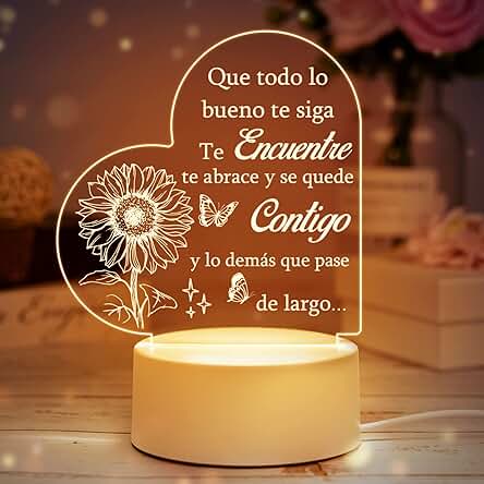 Luz Nocturna Acrílica Grabada, Regalo Original Cumpleaños Mujer, Madre, Ideal Para Amiga, Madre Compañera Hermana Profesora Hombre