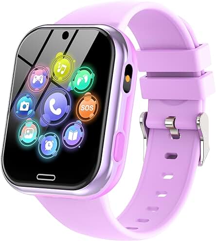 Lylica Reloj Inteligente Niños - Smartwatch Niño para y Niña con Podómetro, 19 Juegos, Llamadas, SOS, Música, Linterna, Juguetes para Niños de 3-12 Años Navidad Cumpleaños Regalo (Violeta Claro)