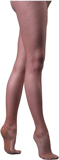 LYNELLE Medias de Red Profesionales. Bailando Cabaret, Burlesque, Tango, Clásico, Latina, Resistente Cantidad Superior, Color TAN, Mujer Grande o Pequeña, pies Reforzados, Fina, Venta Plana.