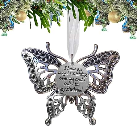 LYPER Colgante de Mariposa, Adornos Conmemorativos para árbol de Navidad, Regalos en Memoria de un ser Querido, I Have an Angel Watching Over Me, Colgantes de Recuerdo, Decoraciones de Navidad,