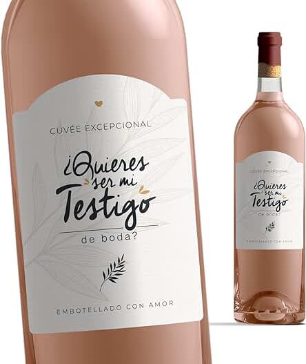 Manahia Etiqueta para Botella Mi Testigo | ¿Quieres ser mi Testigo de Boda? | Etiqueta de vino para Anunciar la boda - Pedir al Testigo - Anuncio de boda - Anuncio de Testigo.