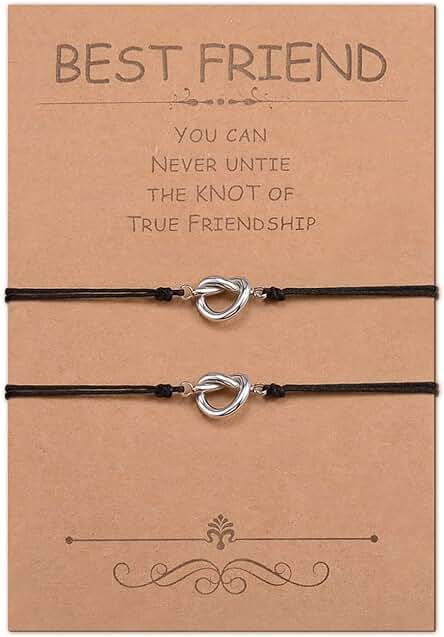 MANVEN Pulsera de Mejor Amigo Pinky Promise a Juego de Larga Distancia Hecho a mano Corazón Pulseras de Acero Inoxidable Regalo para Mujeres Niñas Mamá Familia
