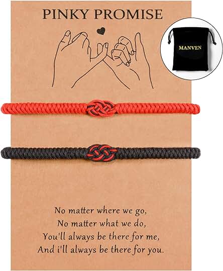 MANVEN Pulseras Para Parejas Pulsera Hilo Rojo del Destino Pulsera de Protección de la Suerte Regalos Ajustables de Punto a Mano Para Novio Novia Mujer Hombre