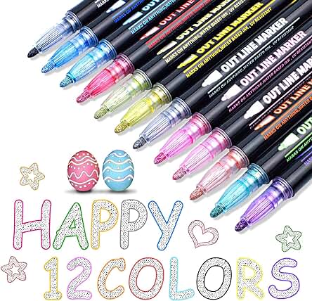 Maqhpu Rotuladores Purpurina, Regalos Niñas 4-12 Años, 12 Colores Rotuladores Lettering Marcadores Magicos, Rotuladores Niños Metalicos Doble Línea, para Scrapbooking, Manualidades Niños, Regalo Niña