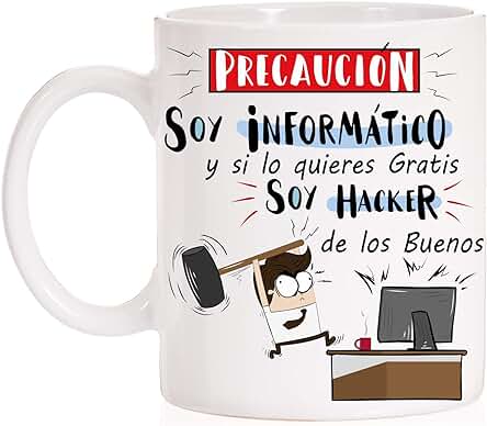 MardeTé Taza Informaticos. Precaución Soy Informático Pero si lo Quieres Gratis Soy Hacker de los Buenos. Divertida Taza de Regalo MardeTé Taza Informaticos. Precaución Soy Informático Pero si lo Quieres Gratis Soy Hacker de los Buenos. Divertida Taza de Regalo