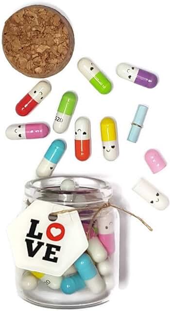 Marni's - Regalo para Novios Original - 35 Cápsulas Kawaii con Mensajes en una Botella - Regalos de Cumpleaños, Aniversario, Novio, Parejas, Madre e hija - Regalo Amigo Invisible, Amigas - Tarjeta
