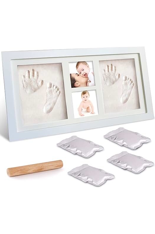 McNory McNory Bebé Handprint y Marco de Huella Inkpad de Fotos Regalos BabyParty Seguros y Elegantes Elegante Blanco de Madera Sólida,marco Huellas Bebe,huellas bebe Tinta Regalos para Bebé Recién Nacido