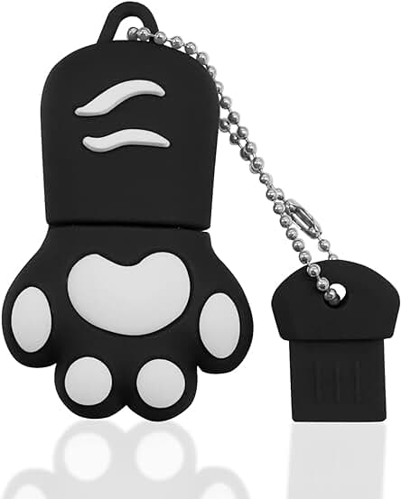Memoria USB 128GB, Pendive Flash Drive 128Gigas Pata de Gato Pen Drive Lovely Divertido Animal Memory USB 2.0 Stick para PC, Tabletas y Regalo ect (Negro)