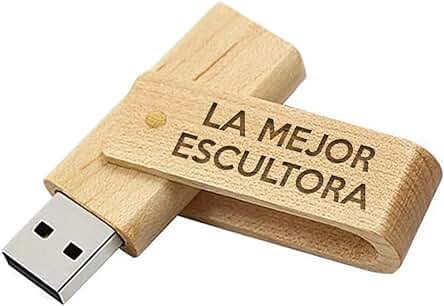 Memoria USB la Mejor Escultora del Mundo - Pendrive 16GB Madera Natural Flashdrive USB Regalo