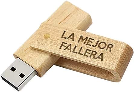 Memoria USB la Mejor Fallera del Mundo - Pendrive 16GB Madera Natural Flashdrive USB Regalo Fallas