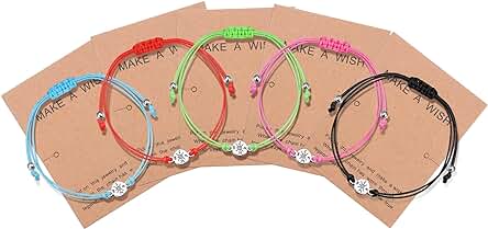 MILACOLATO 5 Mejores Amigas Pulseras Para Mujer Niñas Girasol Cruz Brújula Ojo Turco Amistad Pulsera Ajustable Hechas a Mano Friendship Bracelet Bff Regalo De Joyería Con Tarjeta De Deseos