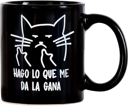 Miss Miserable - taza para Desayuno Original con Mensaje Gato Macarra Negro de Cerámica - Regalos Originales