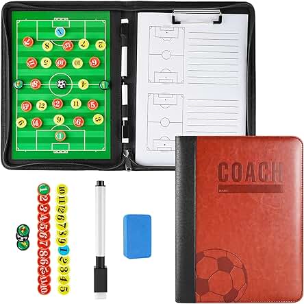 MKNZOME Carpeta Táctica Fútbol, Pizarra Futbol Magnetica, Plegable para Entrenadores de Fútbol Carpeta Táctica Personalizada Carpeta Táctica Entrenador Pizarra Magnetica con Borrador, Lapiceros