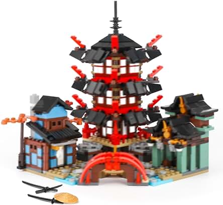 MOC - Juego de Construcción de Templos Ninja - Compatible con Lego Ninja City Set, kit de Ninja de Simulación para Niños, Serie de Edición de Coleccionista, Regalo para Juegos Amantes de los Ninja
