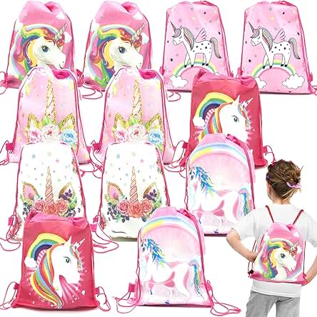 Mochila Giveaway para Cumpleaños Infantiles, Diseño de Unicornio, Bolsa de Regalo, 12 Unidades Mochila Giveaway para Cumpleaños Infantiles, Diseño de Unicornio, Bolsa de Regalo, 12 Unidades