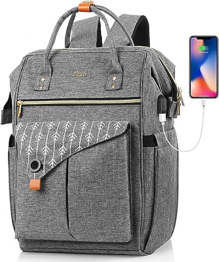 Mochila Mujer Antirrobo Impermeable, Multiusos Daypacks con Puerto de Carga USB, Mochila para Portátil De 15.6 Pulgadas
