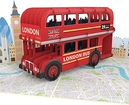 MOKIO® Vale Regalo Viaje Pop-Up – Autobús de dos Pisos en Londres – Tarjeta de Regalo 3D para Vacaciones en Inglaterra, Cumpleaños o San Valentín, como Cheque Regalo para una Escapada Urbana