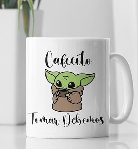 MOL3D - Taza con Frases y Dibujo. Regalo Original "Cafecito Tomar Debemos" - 350 ml